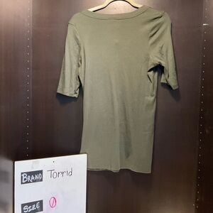 Torrid Deep Green Ribbed Henley Top